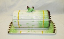 ANTIQUE NIDERVILLER BEARDED ASPARAGUS BOOT SAUSER