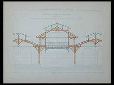 FLOIRAC LA SOUYS, CHARPENTE HANGARS - GRAVURE 1880 - 