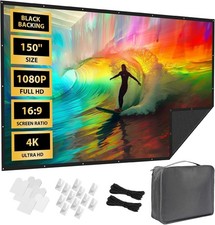 Écran Projecteur Portable 150 Pouces Extérieur- LEORFI Fond Noir Amélioré Opaque