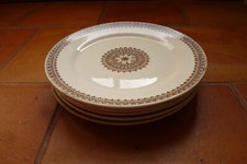 6 Creil et Montereau Terre de fer English Serving Plates, Vintage Flat