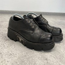 New Rock Reactor Black Leather Chunky Goth Punk Shoes  Size 42
