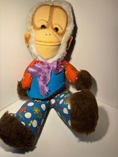 Antique 60s/70s Little Monkey Plush with Blue Apron.
