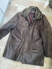 EMMANUELLE KHANH: MAGNIFIQUE VESTE CABAN TRENCH DUFFLE COAT CUIR HOMME MARRON 58