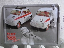 TOLE METAL FIAT 500 SPORT 21 X 15 CMS NON PLAQUE EMAILLEE ANCIENNE