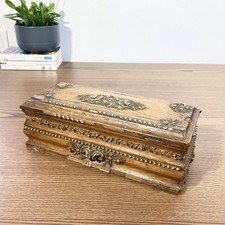 Coffret ancien Napoléon III – Bois sculpté & stuc doré – Boîte à bijoux XIXᵉ