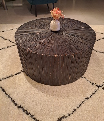 Table basse noire ronde en - ,
