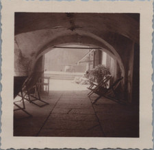 Italy, Malcesine, sun loungers, vintage print, ca.1930 silver print