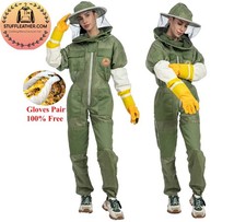 3 Layer beekeeping protective full bee suit ventilated jacket Fencing Veil Khaki