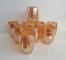 Suite de 9 verres Gobelets Tumblers Carnival marigold glass Fenton ? USA ?