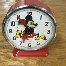 Vintage 1960s Walt Disney BAYARD MICKEY Mouse Alarm Clock - Works -