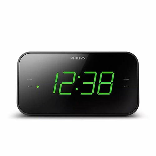 Pendule réveil philips noir - réveil,