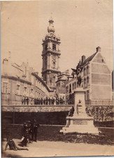 Belgium, Mons, Belfry, Vintage print, circa 1890 Vintage print Albu print