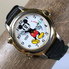 Lorus Unisex V69F-6000 Disney Mickey Mouse Black Nylon Quartz Analog 18mm Watch