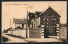 Old postcard Saint-Macaire, Espedorn brick house with path and stone wall 