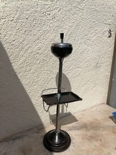 Cendrier vintage chrome metal sur pied 1960