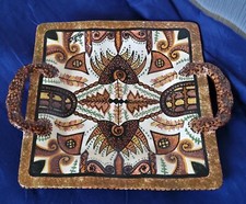 PLAT DE SERVICE CARRÉ AVEC ANSES EN CÉRAMIQUE PAUL FOUILLEN