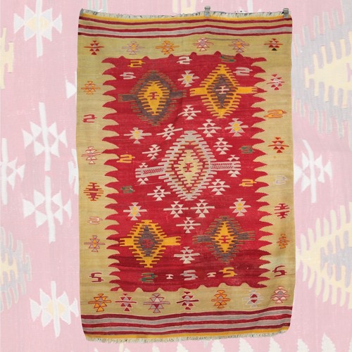 Kilim rouge vintage fait main