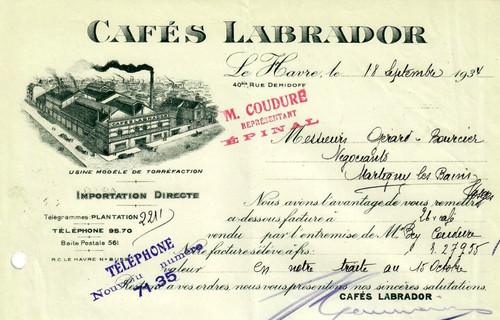 Facture 1934 cafes - ►,