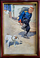 TABLEAU REPROCUCTION DE LAWSON WOOD MILTARIA BULLDOG ANGLAIS HÔTEL CHAT ROUGE