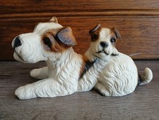 Vintage Adorable Fox Terrier Mama and Pup Dog Figurine; Harvey Knox - Japan