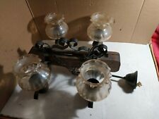 Lustre rustique campagnard en bois pour 4 ampoules 