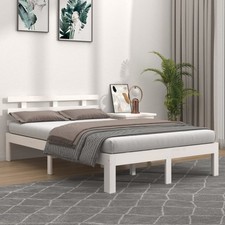 Cadre de Lit Bois de Pin Massif 120x200 cm Blanc Double Adulte Sommier vidaXL
