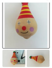 Lot of 2 Solid Wood Clown Spinning Top TRADITIONAL TOY