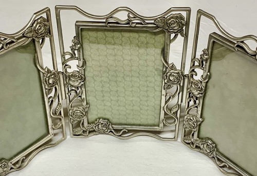 Tri fold picture frame - frame, pewter