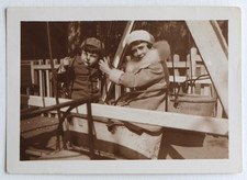 Girls coats city chic swing park - old photo snapshot c. 1930