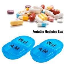 Pilulier portable étanche à 2 compartiments, boîte à pilules quotidienne, conten