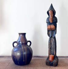 Holy Wooden Carved Statue with Candle Holder Religion Collection