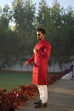 Punjabi Kurta Pyjama pour Homme Indien Sequins Travail Vêtement de Fête Mariage