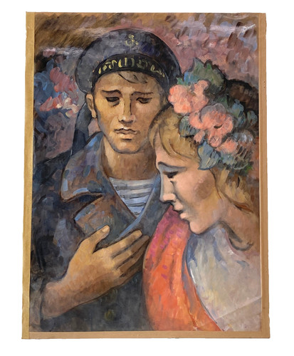 Ancien tableau sur - papier,
