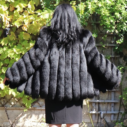 Veste fourrure renard bleu - de,