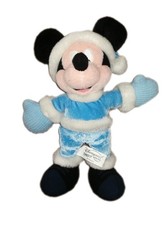 Doudou Peluche Mickey Noel Hiver Manteau Ski bleu Disney Disneyland Paris 26 cm