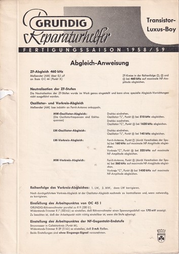 Manuel service pour grundig - pour,
