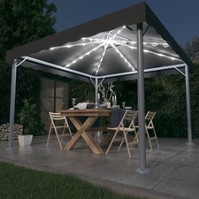 Tonnelle et Guirlande Lumineuse LED 300x300cm Crème Aluminium Belvédère vidaXL