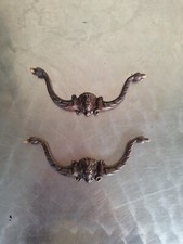 2 ANTIQUE BRONZE HANDLES LION HEAD FURNITURE PENDANTS TRUNK TRUNK