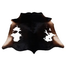 Tapis Marron Foncé et Blanc Véritable Cuir de Vache Tapis M Peau Exotiques