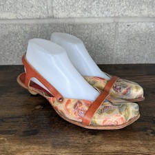 CYDWOQ Vintage Multicolor Cut Out Button Kitten Heel Pumps Womens 38 8