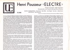 UNIVERSAL EDITION - HENRI POUSSEUR - ELECTRE - ELECTRONIC EXPERIMENTAL NM+/MINT