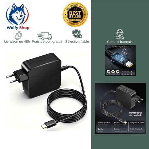 Chargeur usb 65w - 20v, 3,25a