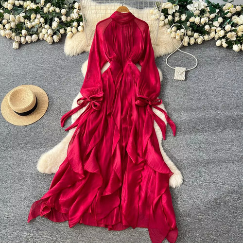 Robe longue rouge élégante - robe,