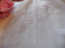 ANCIEN DRAP LIN CREME JOURS