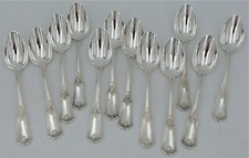 12 cuillères thé, café, dessert modèle Sans Gêne, métal argenté, excellent état.