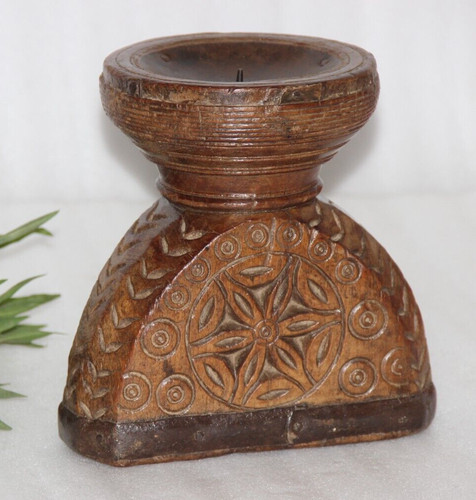 Porte bougie ancien bois - porte-bougie, en