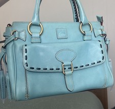 Dooney & Bourke Medium Florentine Pocket Satchel in Aqua, Italian Leather, PICS