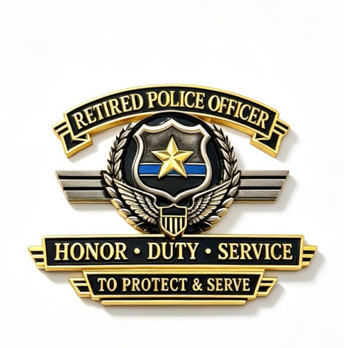 Metal retired police officer - retired,