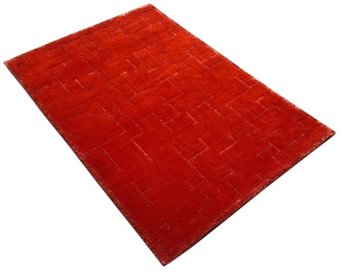 Tapis népal rouge - népal, main