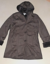 manteau daim à capuche et fourrure femme taille 42-44 G. Vicenza  marron neuf